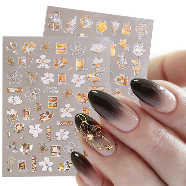 10 Ark Platina Nagelkonst Dekaler Nageldekaler för Falska Akryl Naglar Design Dekoration Charms för Kvinnor