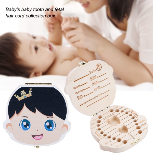 Vit färgversion Baby Milk Teeth Organizer Infant Tooth Wood