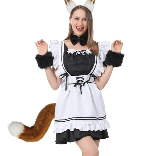 Falsk pels katt rev ulv pels hale og klips ører for Halloween fest kostyme tilbehør