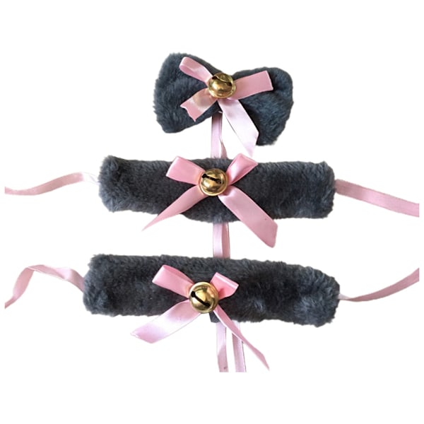 Kattkostymtillbehör Set Kattklockor Bågar Halsband Armband för Halloween Julfest Kostym