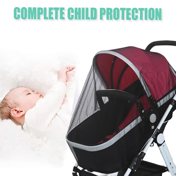 Myggnät för barnvagn - 3-pack Hållbart Myggnät för Barnvagn - Myggnät för Barnvagnar, Vaggor, Spjälsängar, Lekhagar och Bärbara Minispjälsängar