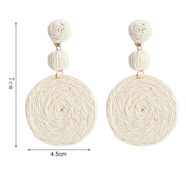 2 par Raffia-kulerørringer for kvinner, Statement Raffia runde dråpeørringer - Sommerstrandferie smykker