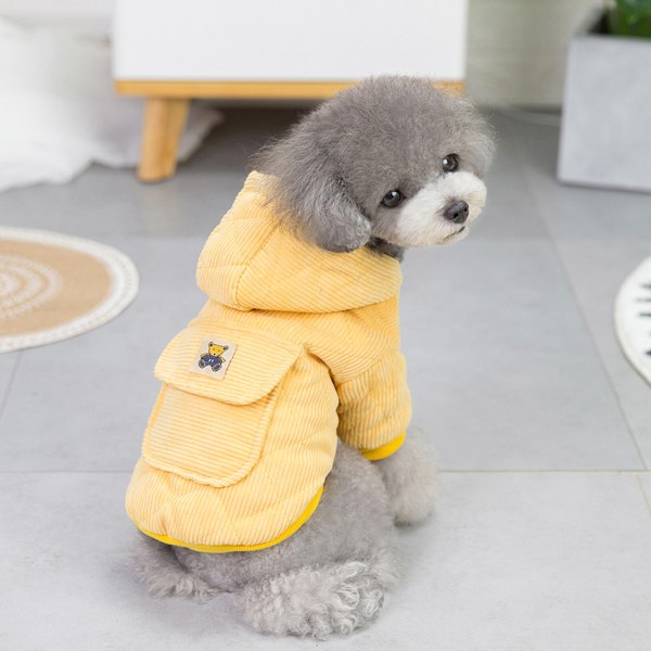 Hundegensere for små hunder, fleece kattegensere, vår- og vinter søte varme valpegensere, kjæledyr hundegenser (gul)