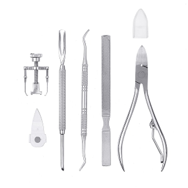 Set, 6 delar set, nagelnångar av högkvalitativt rostfritt stål, set, professionell fotvård för inåtväxande tånaglar,