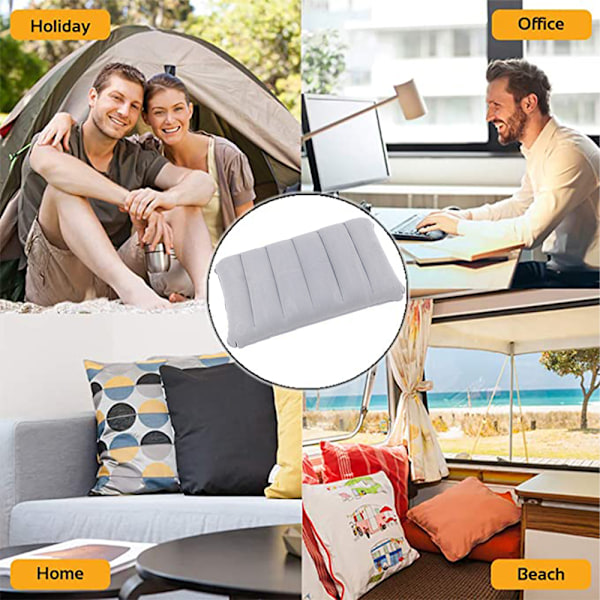 Uppblåsbar Kudde, 2-pack Komprimerbar Kudde Bekväm Uppblåsbar Kudde med Flockning för Sovning Ergonomiskt Nacke- & Ländryggsstöd för Camping Kontor