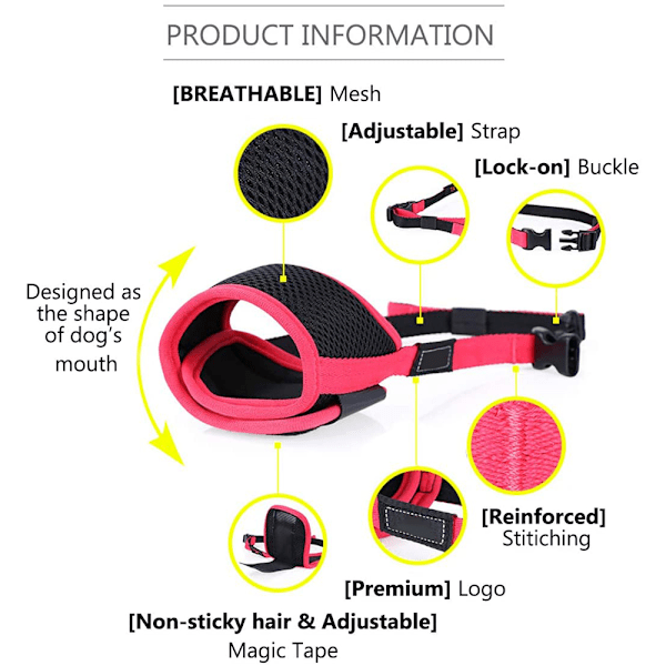 Hundmunstycke Nylon Mjukt Munstycke Anti-Biting Barking Säker, Mesh Andningsbar Husdjur Munskydd för Små Medelstora Stora Hundar