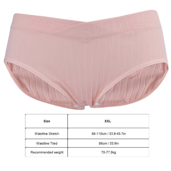 Graviditetsunderkläder med låg midja, andningsbara trosor med bukstöd för kvinnor, mjuka elastiska underkläder, rosa XXL