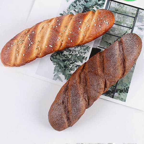 Realistic Bread Toy PU Bread Model for Preschool Education Performance Props Light Brown 1-pack[D]