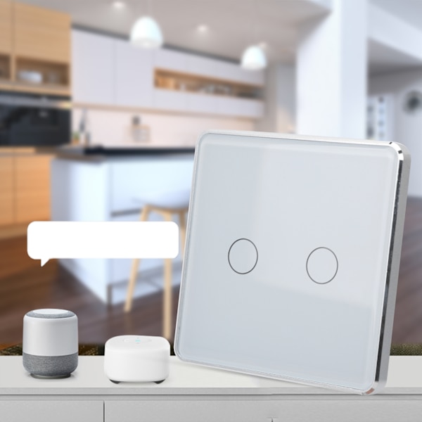 Intelligent Beröringsstyrd Ljusströmbrytare 86 Typ Trådlös för ZigBee 2.4G Röststyrning AC 100‑250V 2-vägs