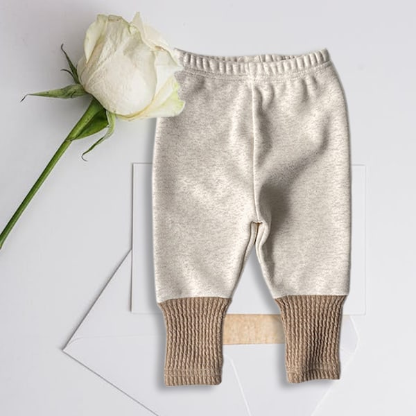 Babys ekstra tykke varme fleecebukser babys efterår og vinter plys splejsning leggings (Abrikos)