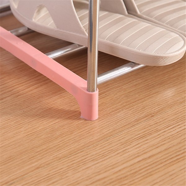 1 stk. Rustfrit Stål Sko Stativ Organizer med 4 Trins Let Samlet Sko Opbevaring Hylder (Pink)