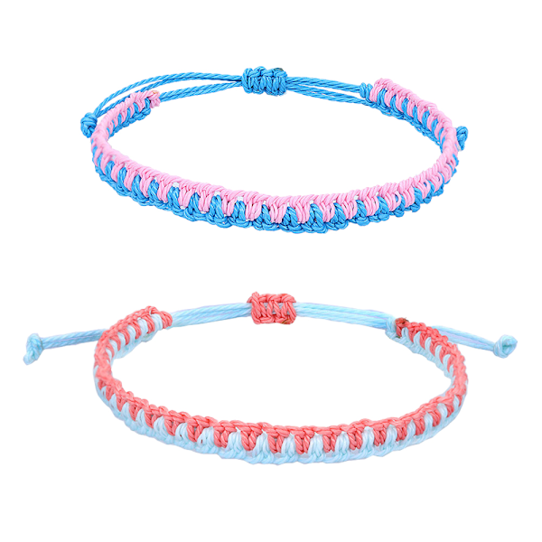 2 st Tvåfärgade vävda handrep Armband för Kvinnor Män Pojkar Flickor, Justerbart Vävt Rep Armband