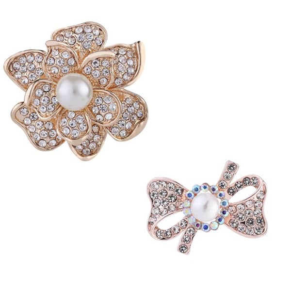 2 stk. Kvinders Bryllupscorsage Krystal Perle Elegant Blomst Blad Brosche til Kvinder, Brud
