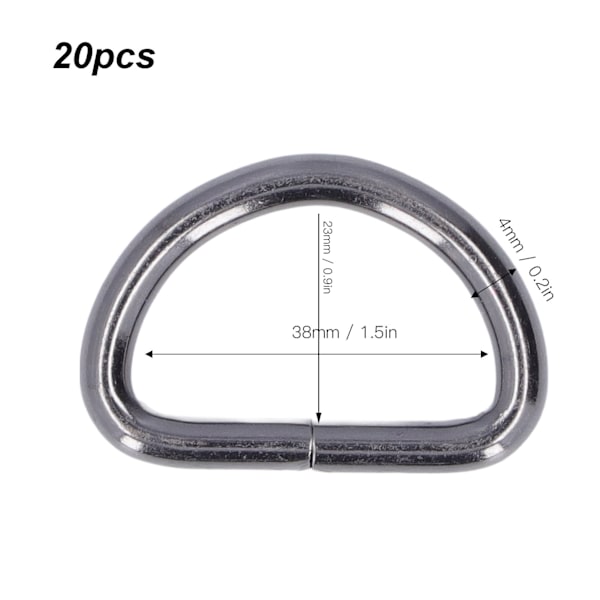 20 st D-ringar 4x38x23mm Stark Konstruktion Bred Användning Elegant Utseende DIY Hantverk för Väskor Plånböcker Armband Vapen Färg