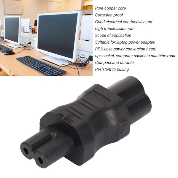4 st IEC320 C6 till IEC320 C7 Strömadapter Plug and Play PDU Chassi Strömkonverter för Dator Bärbar Dator