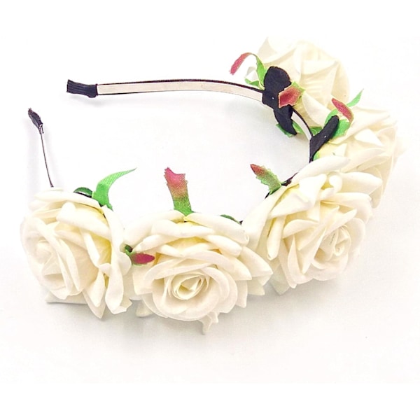 Rosor Dam Flickor Girlang Blommor Blomsterkrona Krans Tiara Blommor Hårband Hårband Hårband Blomster Hårband för Bröllop Brud