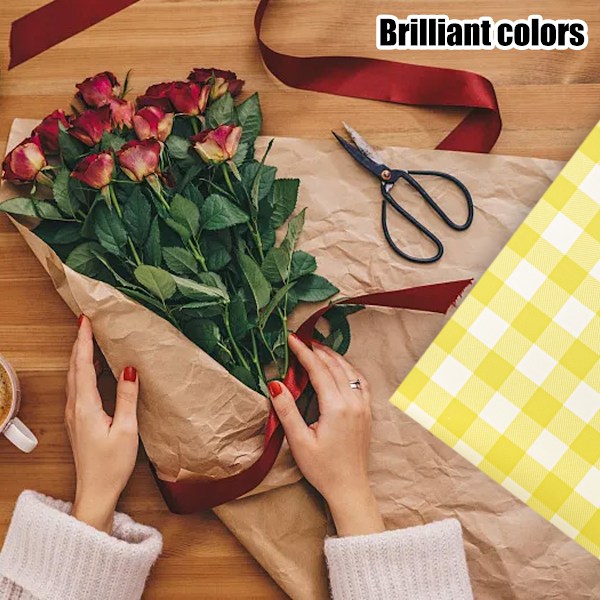 20 st Rutigt Blommiga Presentpapper, Vattentätt Alla Hjärtans Dag Bukett Presentpapper 22,8x22,8 tum Används för DIY-hantverk, Presentförpackning, Blommor