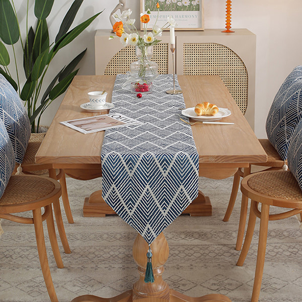 13 x 70", vågmönster Matbord Duk Lämplig för kaffe Farmhouse lång sidobord Högt kök Te/soffbord Restaurang dekoration för