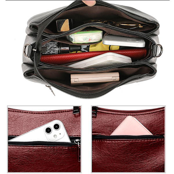 Små Handväskor för Kvinnor, Crossbody-Väskor i PU, Lätt Casual Axelväska, 26*17*10cm