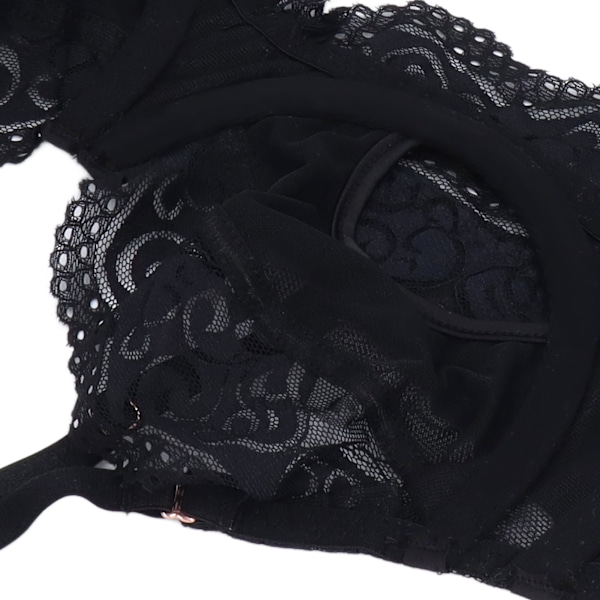 Dam Spetsunderkläder Set Lady Fashionable Mjuk Andningsbar BH Trosset för Hem Sovrum Underkläder Fest Svart 80C