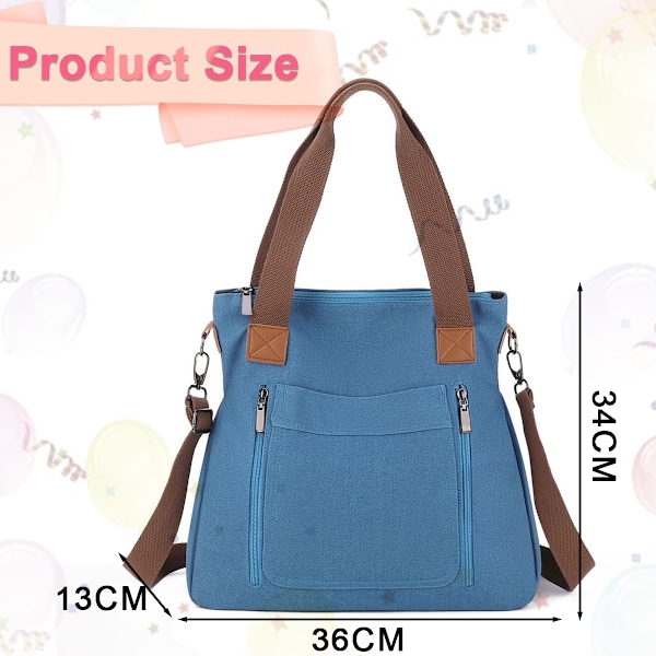 Damväska i canvas, avslappnad axelväska, handväska, crossbody-väska, shoppingväska