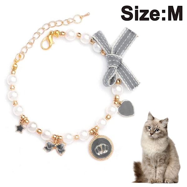 Halsband med pärlor för hund och katt, bling-accessoarer, band, kärlekshänge, husdjurssmycke för valpar, chihuahua, yorkie, justerbart, handgjort