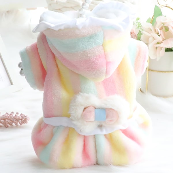 Regnbågsfärgade husdjurskläder för hundpyjamas, kattjumpsuit, mjuk sammetshundjumpsuit, onesies, fleecekläder för katt