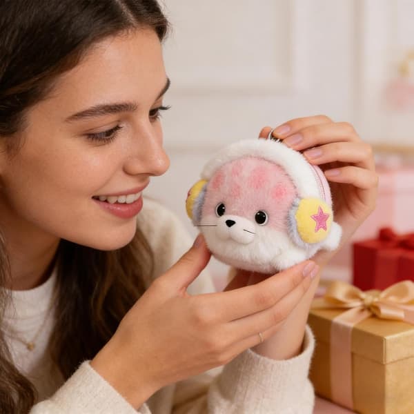 Headphone Case, Universal Plush Seal-Shaped Storage Bag | Cute and Portable Headphone Storage (D)