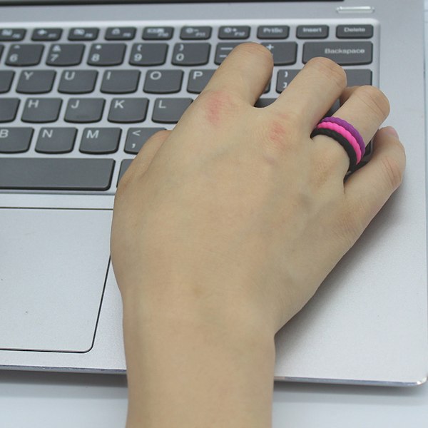 8-pack silikonbröllopsring för kvinnor, tunn och flätad gummiband, mode, färgglad, bekväm passform, hudvänlig