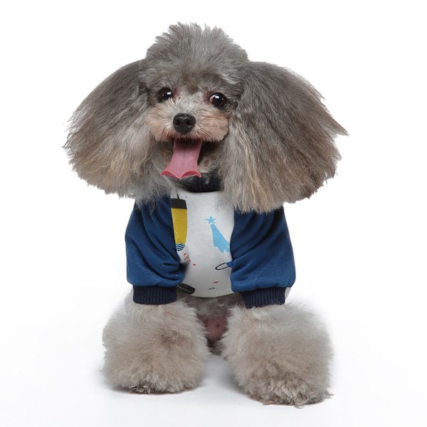 Hundepyjamas til små hunde Bløde hvalpe Onesie Kat Jumpsuit Komfortable kæledyrs tøj (Denim Blå)
