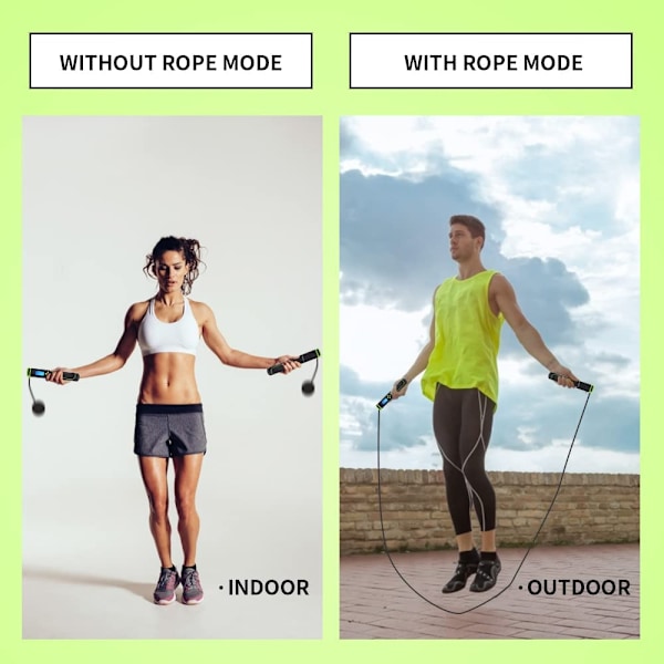 Hopprep med räknare, viktade hopprep för fitness, justerbar sladdlös längd med kalori