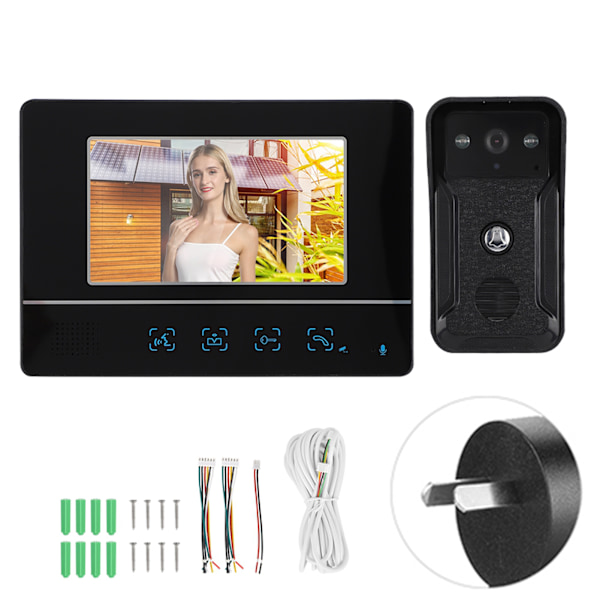 Trådbunden Dörrklocka 7 tum TFT Monitor Intercom Kamera Videodörrtelefon Access Control System 100-240VAU-kontakt