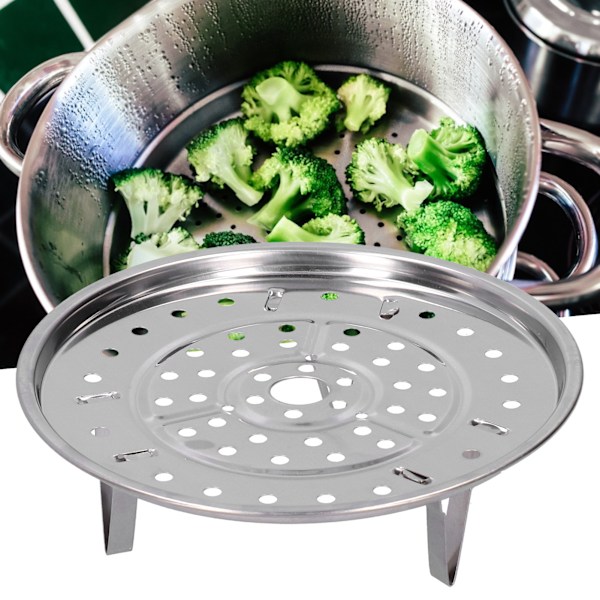 Rustfrit Stål Varmebestandig Dampkurv Tripod Design Non Stick Rack til Mad Kage (19CM)