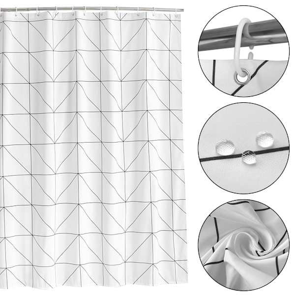 Polyester Dusjforheng Vanntett Badforheng + Hengekroker (S)