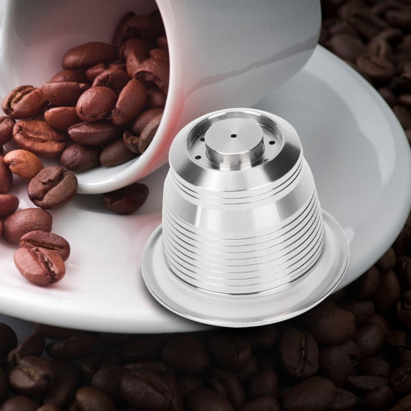 Återanvändbar påfyllningsbar kaffekapsel i rostfritt stål