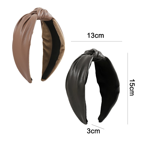Hårbånd for kvinner Hodebånd for kvinner Lærhodeband for kvinner med slips 2 stk Kunstig toppknute Jente mote