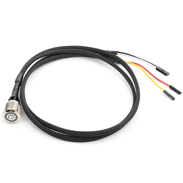 Datorväxlare för skrivbord, kabel, metallknapp, metall LED-strömknapp, röd