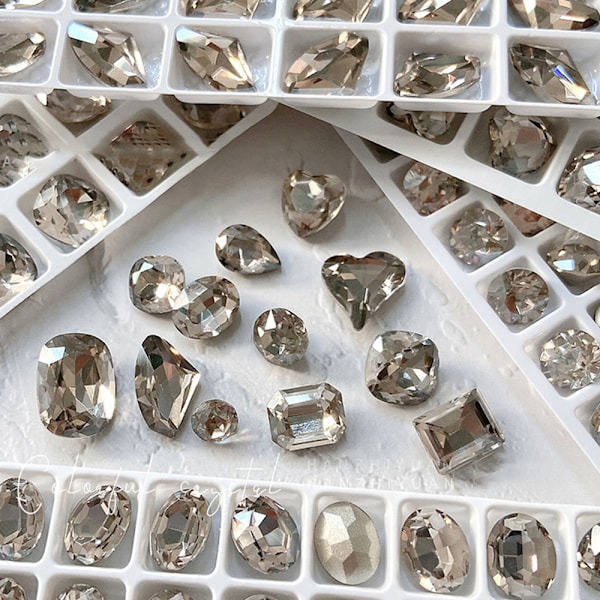 20 st Nail Art Strassstenar, 3D Platta Bak Smycken Kristaller för Nageldesign, Flera Former Nagel Diamant Juveler eller Makeup Klä upp Hantverk Naglar Dekoration