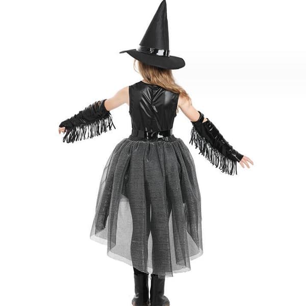 Halloween-barneklær for barn hekse-smokingkjole M