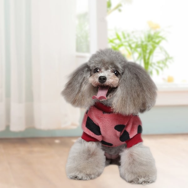 Liten hund katt fleece pyjamas skjorta, söt husdjur onesie pyjamas valp footie jumpsuit varm tröja kläder, S-XL