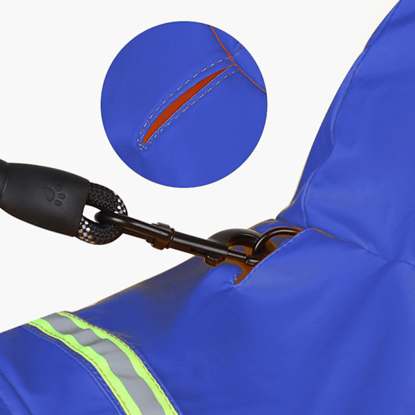 Regnjakker for store hunder med refleksstriper, hette, regnponchojakke for hunder