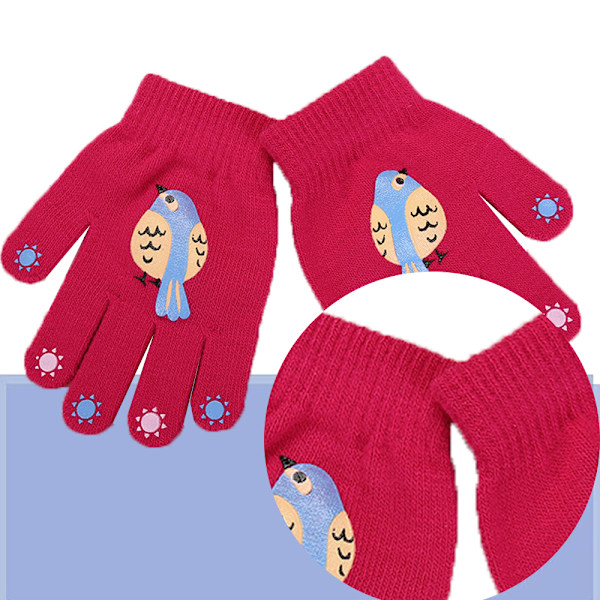Hanske for barn, vinterstrikkhansker, elastiske hansker med fulle fingre for gutter og jenter