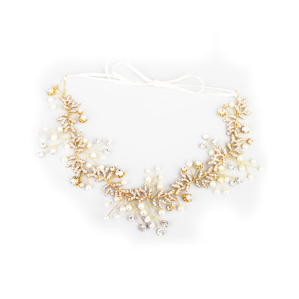 Håndlaget Krystall Rhinestone Hodebånd Blomster Hodeplagg Bryllup Brud Hårtilbehør for Kvinner Ny Brud