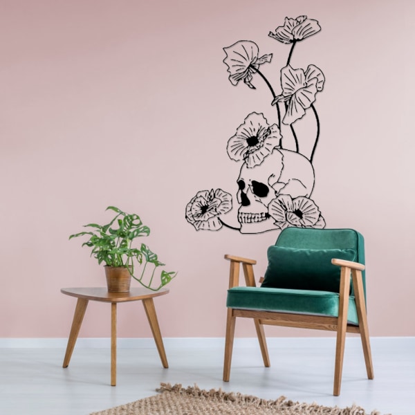 Skelett och blommönster väggdekal för vardagsrum