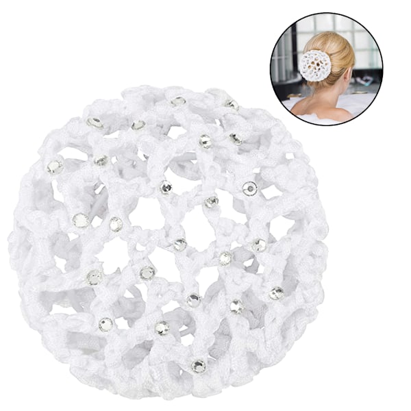Hårbolledeksel Hårnett for Jenter Kvinner Håndlaget Strikket Mesh Perler Dekor Elastisk Hårnett for Ballet Dans Skøyting Bolle Mesh Deksel
