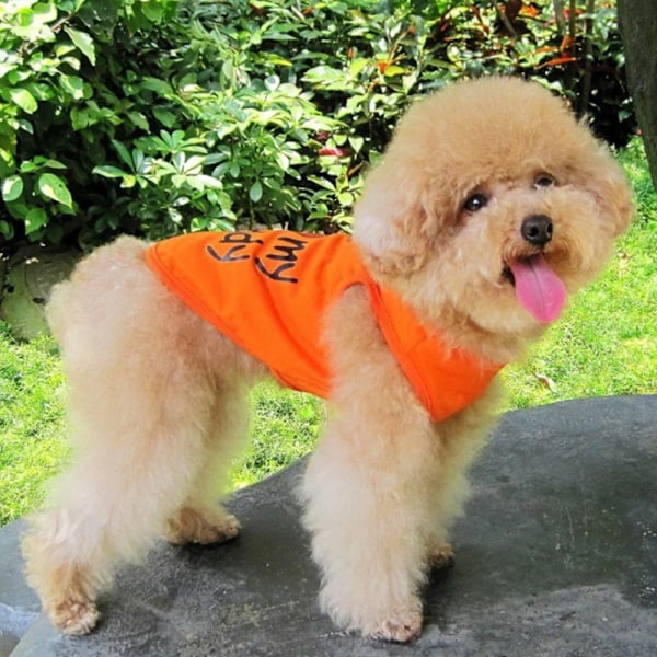 Hundetøj Lille hund kæledyrs tøj \"Jeg elsker min mor\" trykt sød kæledyrsvest (Orange)