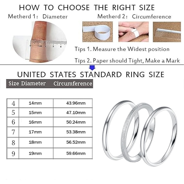 3 st 2 mm rostfritt stål dam stapelbara evighetsring band förlovningsring bröllopsring set bekväm passform storlek 6-9