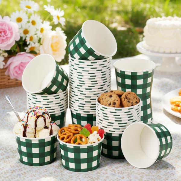 50-pakning 9 oz Gingham Party Green