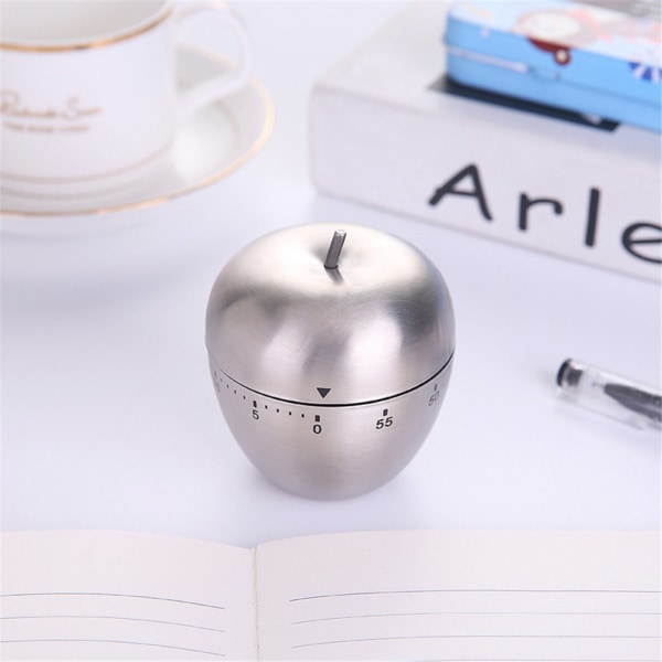 Stainless Steel Apple-shaped Mechanical Alarm Timer 60-Minute