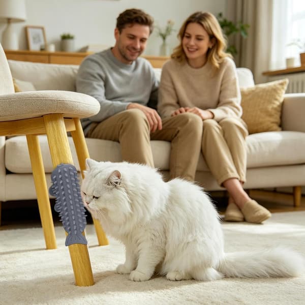 Self-Grooming Cat Brush - Gentle and Adjustable Interactive Massage - Face Rub, Wall and Corner Brush (D)
